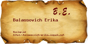 Balassovich Erika névjegykártya